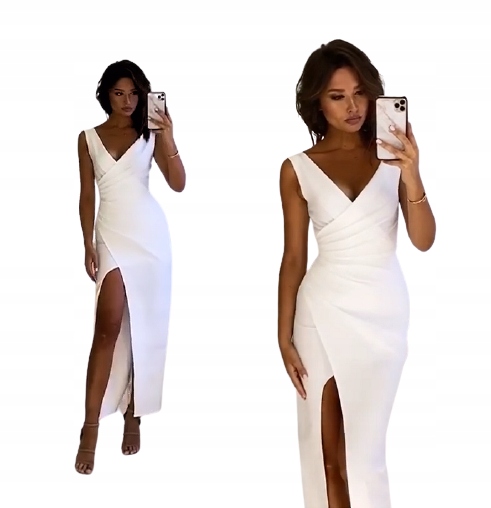 Zoja ECRU SUKIENKA na jedno ramię ślubna L