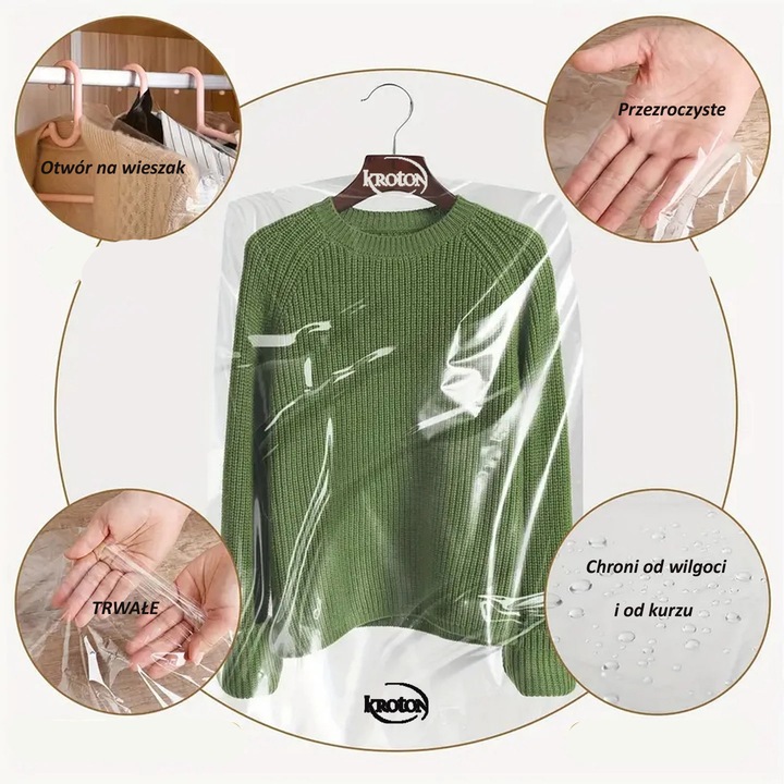 WORKI FOLIOWE NA UBRANIA -skosy 60 X 120 - 100 szt PRZEZROCZYSTE-WYTRZYMAŁE