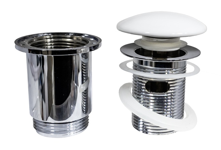 KOREK CLICK -CLACK DO UMYWALKI UNIWERSALNY CERAMICZNY BIAŁY POŁYSK INVENA