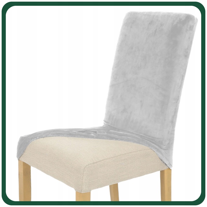 ZESTAW 6 SZT. POKROWCE POKROWIEC NA KRZESŁO JASNY SZARY WELUR ELASTYCZNY