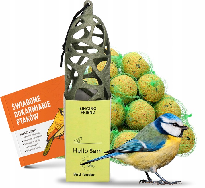 KARMNIK DLA PTAKÓW HELLO SAM SINGING FRIEND + KULE BILE TŁUSZCZOWE 15