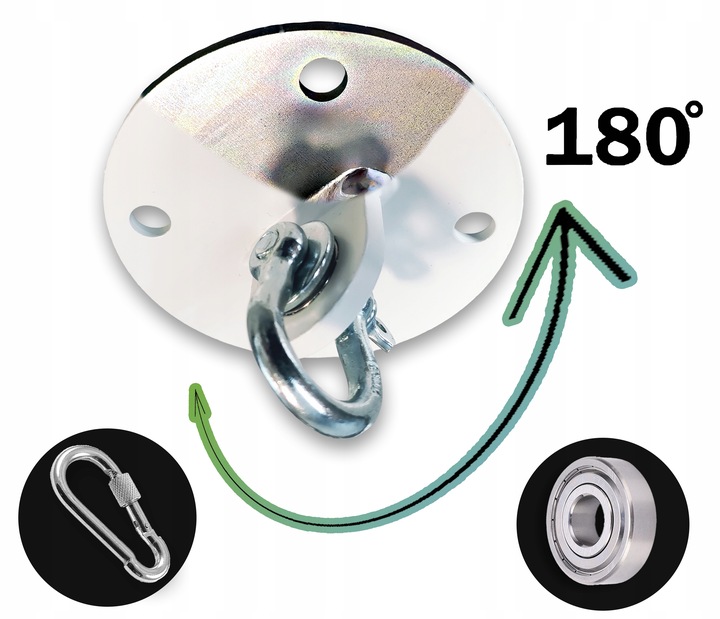 Uchwyt sufitowy z ŁOŻYSKIEM hak do huśtawki FOTELA WISZACEGO BIAŁY MAT