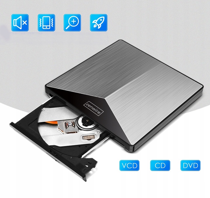 Zewnętrzny Napęd Odtwarzacz DVD CD USB-C 3.0 Nagrywarka do Laptopa Komputer