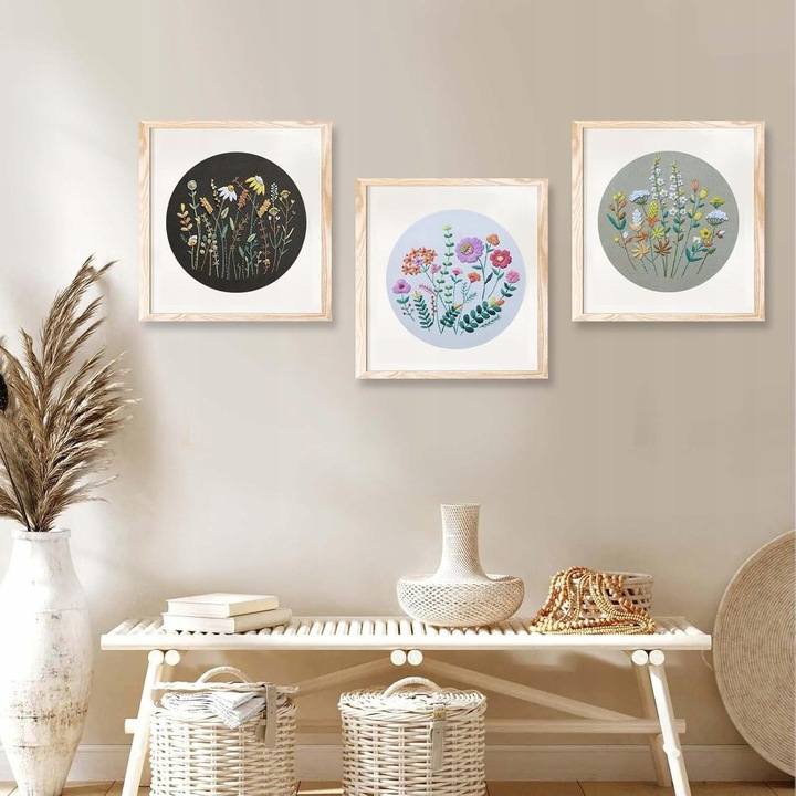 ZESTAW DO HAFTOWANIA 3 SZT HAFT DIY 16x IGŁA OBRĘCZ 20 CM WZORY VIDEO