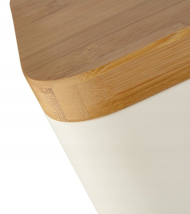 CHLEBAK STALOWY Z POKRYWA BAMBUSOWA POJEMNIK NA PIECZYWO CHLEB BUŁKI