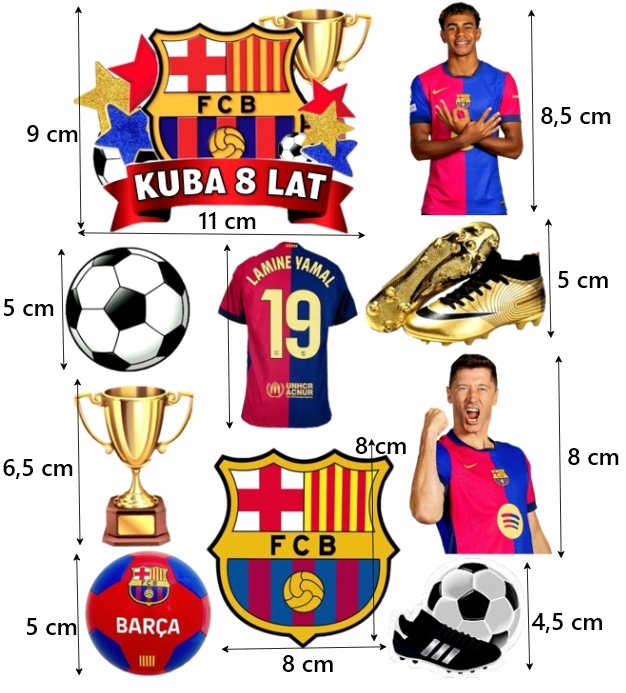WYDRUK CUKROWY FC BARCELONA YAMAL LEWANDOWSKI DEKORACJA CUKROWA MASA TEKST