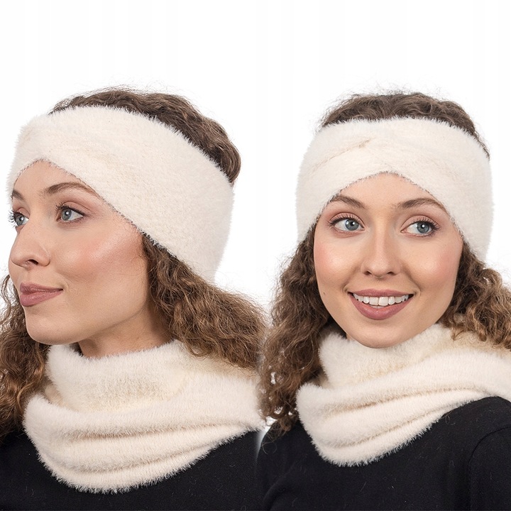 ALPAKA Kremowa Opaska na głowę Damska Opaska na uszy Ciepła Piękna