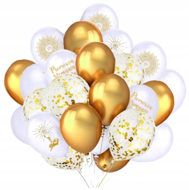 Zestaw dekoracji komunijnych KOMUNIA bieżnik balon