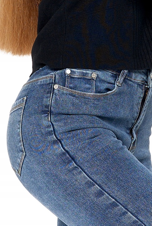 SPODNIE JEANSY SKINNY Z WYSOKIM STANEM RURKI KLASYCZNE MODNE MORAJ L