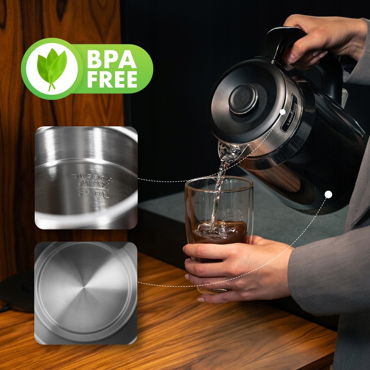 CZAJNIK ELEKTRYCZNY BEZPRZEWODOWY MOC 2200W BEZ ZBĘDNYCH BAJERÓW 2L