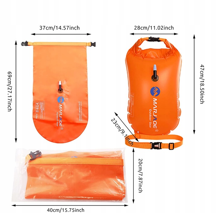 Boja asekuracyjna pływacka sucha kieszeń 72cm