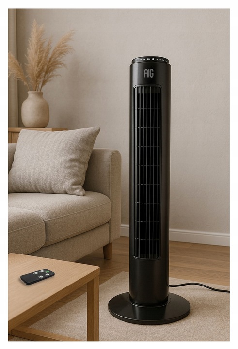 WENTYLATOR KOLUMNOWY DUŻY WIATRAK PODŁOGOWY TIMER OSCYLACJA KOLUMNA