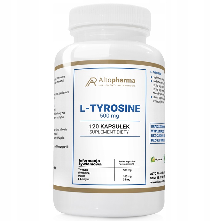 L-tyrozyna 500mg Pamięć + Prebiotyk 120 kaps