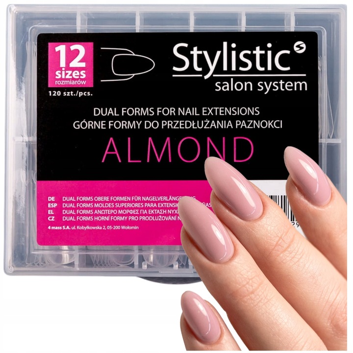 Claresa Stylistic Górne Formy do akrylożelu dual form Almond 120szt Migdał