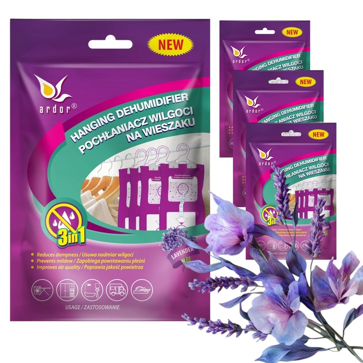 4X ARDOR Pochłaniacz Wilgoci do Szafy Szaf Garderoby na Wieszaku