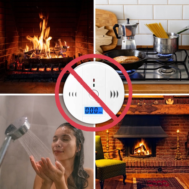 Czujnik Czadu Certyfikowany Detektor Tlenku Węgla Bezprzewodowy LCD Alarm