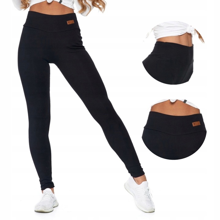 Legginsy z Wysokim Stanem Kryjące Czarne Klasyczne Getry Modne MORAJ