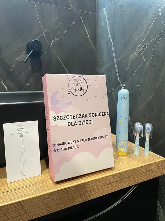 SZCZOTECZKA SONICZNA DLA DZIECI ELEKTRYCZNA DO ZĘBÓW PREMIUM BŁĘKIT HEELLY