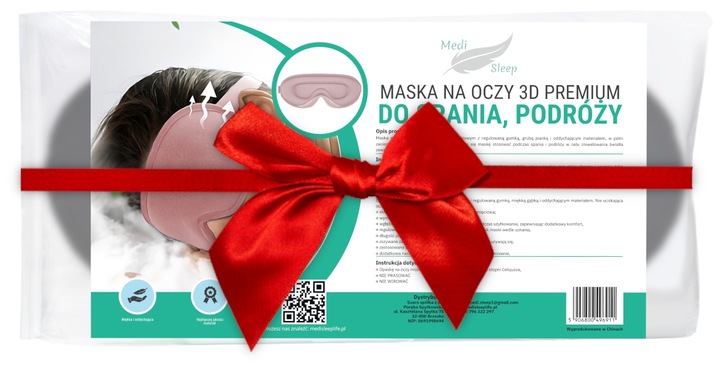 OPASKA NA OCZY DO SPANIA 3D MASKA ZACIEMNIAJĄCA REGULOWANA JAKOŚĆ PREMIUM