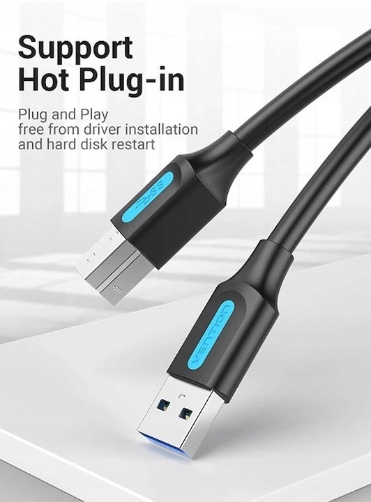Vention Kabel USB 3.0 A-B AM-BM Super Speed 5 Gb/s HDD Hub 3m
