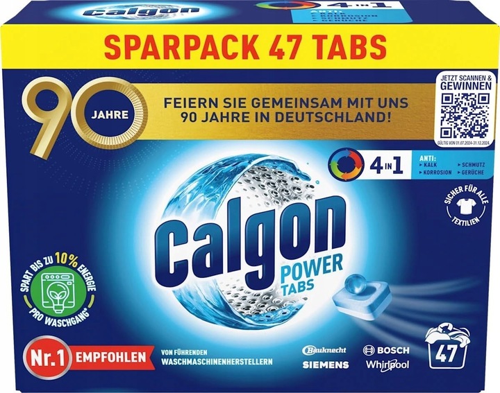 Odkamieniacz w tabletkach do pralek Calgon Power Tabs 4in1 47szt