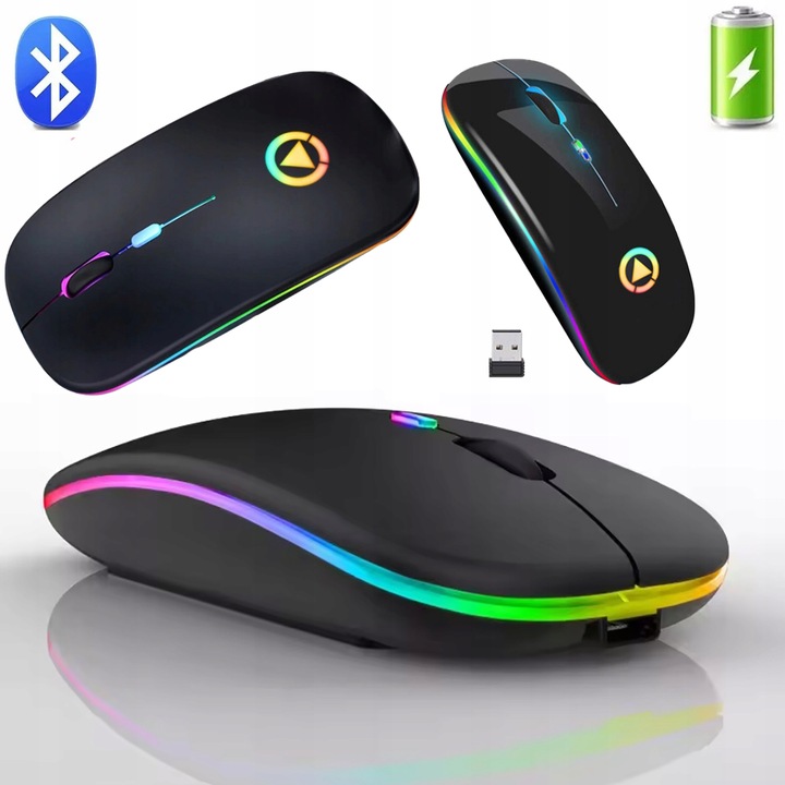 LEKKA MYSZ BEZPRZEWODOWA DO LAPTOPA PODŚWIETLANA RGB DO SZKOŁY PRACY CICHA