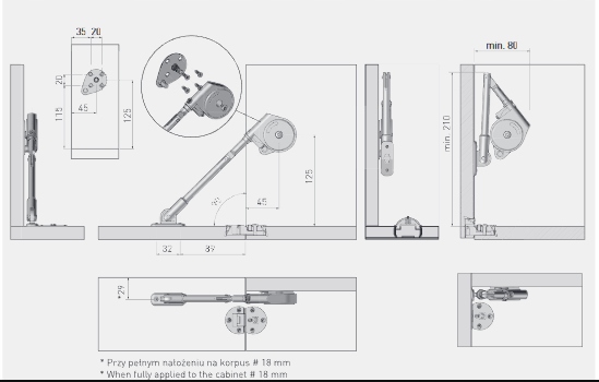 PODNOŚNIK GTV BARKOWY DOLNY OLEJOWY VIM KLAPY DOLNE DŁUGIE RAMIĘ