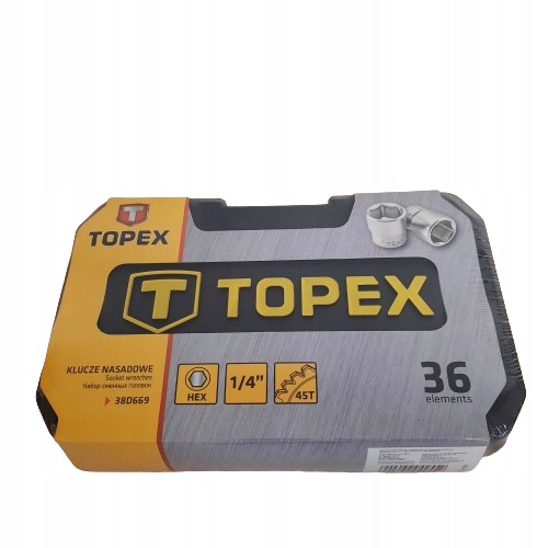 KLUCZE NASADOWE ZESTAW Z WALIZKĄ 1/4" 36 szt. TOPEX 38D669