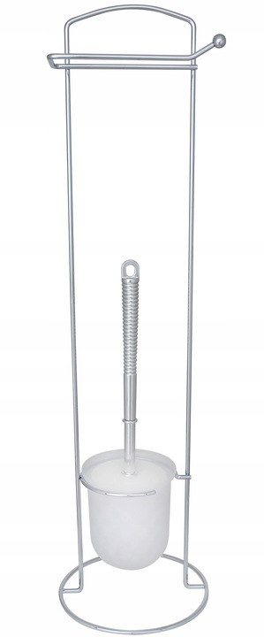 Stojak z uchwytem na papier toaletowy i szczotka do WC chrom srebrny