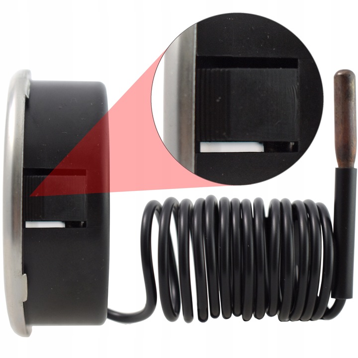 TERMOMETR TARCZOWY z kapilarą okrągły sonda 0-120