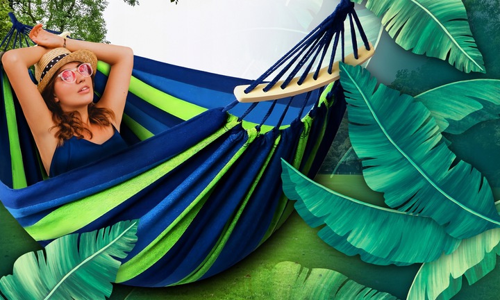 HAMAK OGRODOWY HUŚTAWKA XL PRZENOŚNY WZMOCNIONY PAŁĄK WOREK Z DRĄŻKIEM