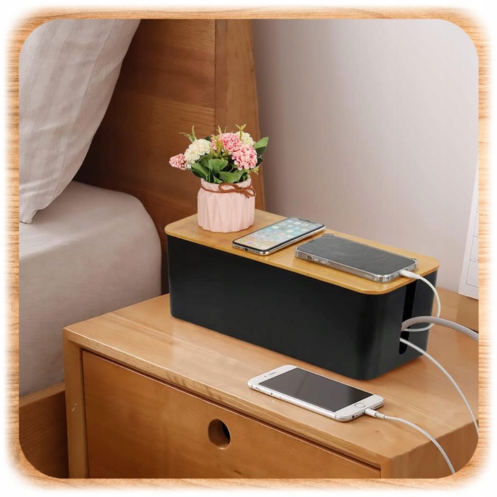 ORGANIZER NA KABLE POJEMNIK PUDEŁKO NA LISTWY KABLI PRZEWODY BOX DREWNO L