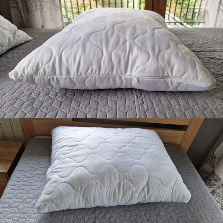 2x PODUSZKA 70x80 ANTYALERGICZNA PIKOWANA ZAMEK 1100g Gruba i Puszysta
