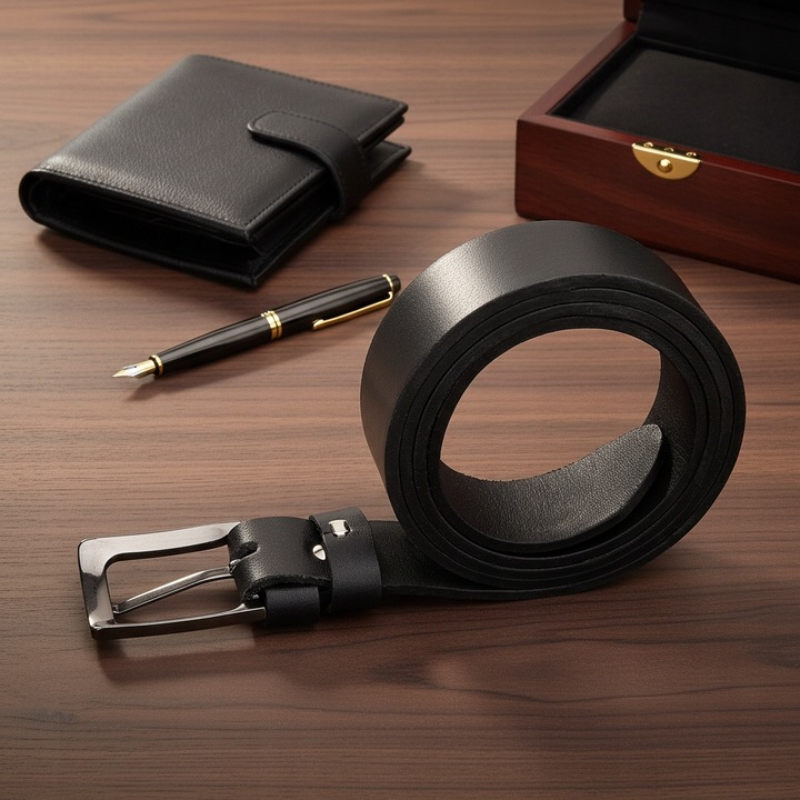 PASEK Męski Skórzany do SPODNI DŁUGI 135cm Czarny Skóra Naturalna