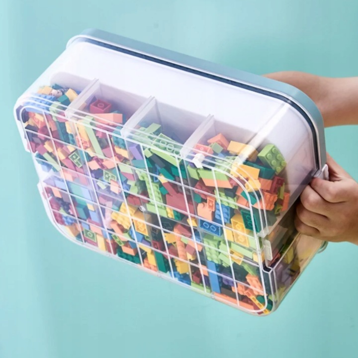 PUDEŁKO NA KLOCKI POJEMNIK NA LEGO PLASTIKOWE Z PRZEGRÓDKAMI 4 POZIOM