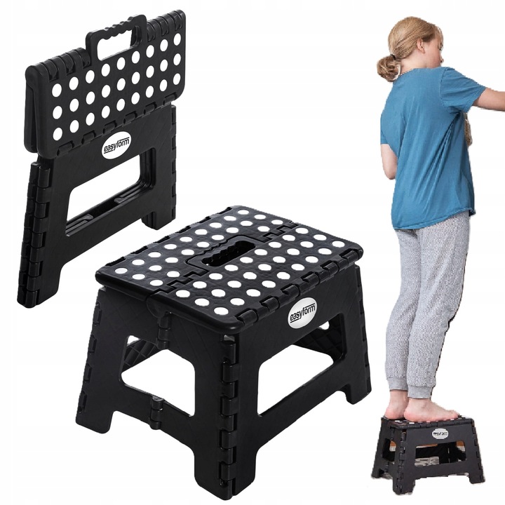 Taboret składany stołek podnóżek antypoślizgowy czarny Easyform 22cm