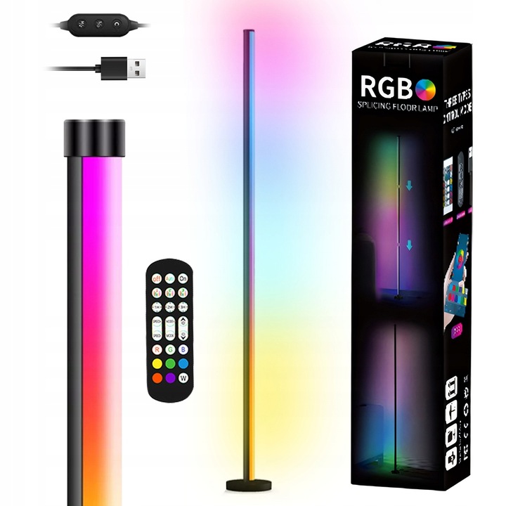 INTELIGENTNA LAMPA PODŁOGOWA LED RGB NAROŻNA STOJĄCA DO SALONU