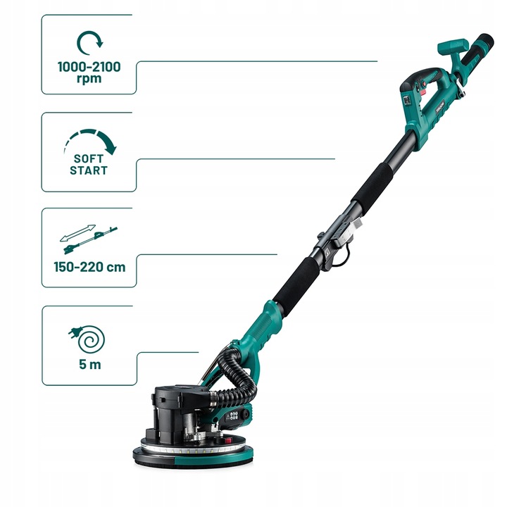 SZLIFIERKA ŻYRAFA DO GIPSU GŁADZI TYNKU ŚCIAN TYNKÓW 220cm LED +