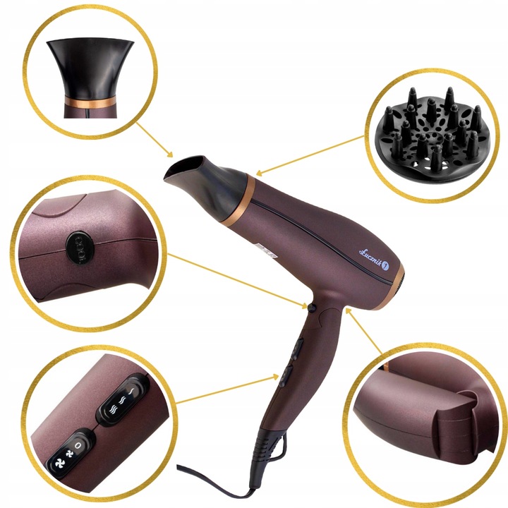 SUSZARKA DO WŁOSÓW Z DYFUZOREM Z JONIZACJĄ SKŁADANA TURYSTYCZNA DUŻA