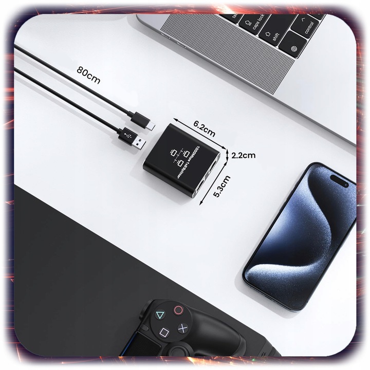 SPLITTER LAN 1x2 SWITCH ROZDZIELACZ ADAPTER 2xRJ45 ETHERNET 1000Mbps 1GB