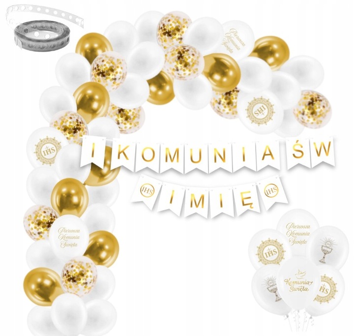Zestaw dekoracji I KOMUNIA ŚWIĘTA dekoracje zestaw balonów Komunię