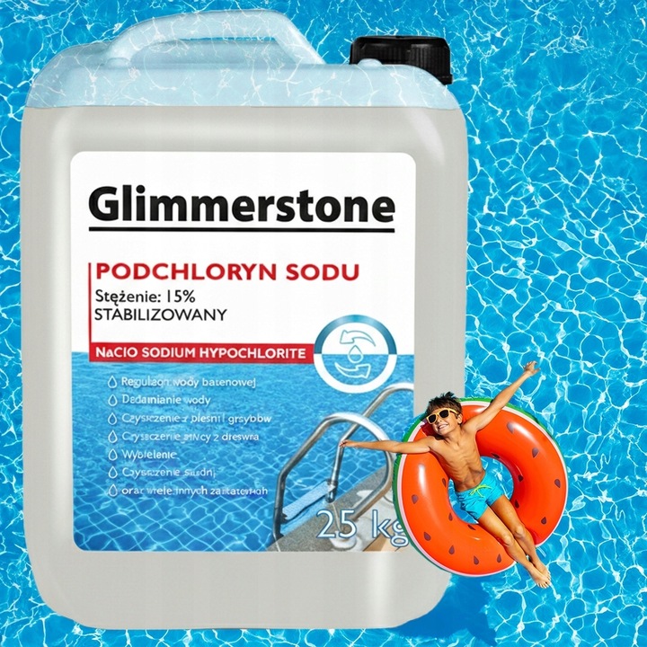 PODCHLORYN SODU STABILIZOWANY 15% CHLOR W PŁYNIE DO BASENU STUDNI 25kg