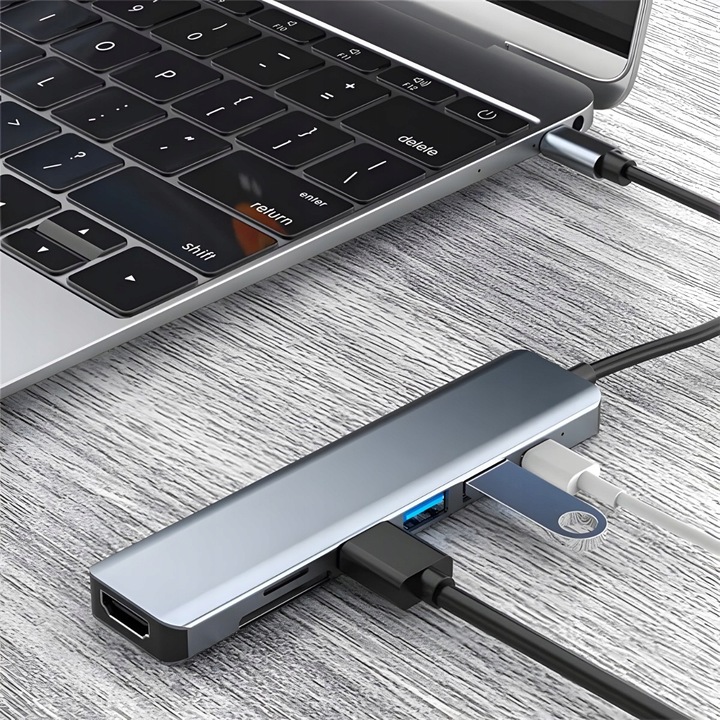 HUB ADAPTER ROZDZIELACZ USB-C 7W1 HDMI USB C 3.0 KART SD MICRO 100W 4K