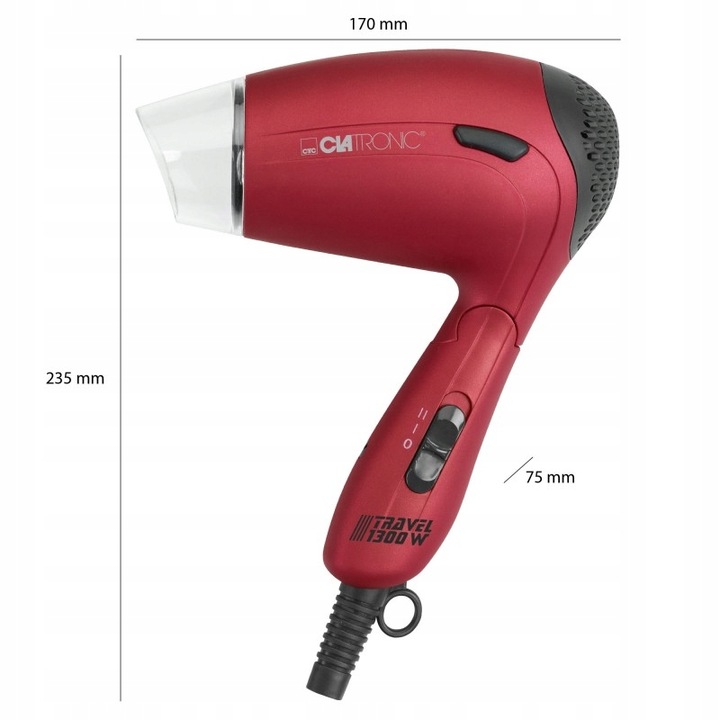 SUSZARKA DO WŁOSÓW MAŁA LEKKA SKŁADANA TURYSTYCZNA PODRÓŻNA 1300W JONIZACJA