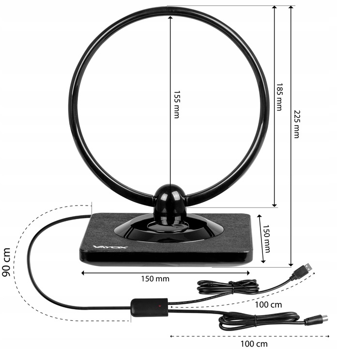 ANTENA POKOJOWA DVB-T2 AKTYWNA DO TV NAZIEMNEJ WZMACNIACZ 4K LTE MUX8 VAYOX