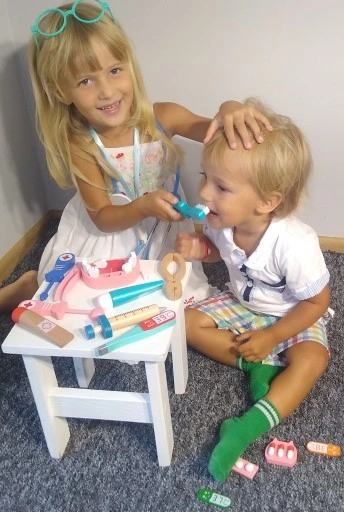 DUŻY DREWNIANY ZESTAW LEKARSKI DOKTOR LEKARZ