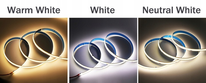 Taśma LED COB 12V 480 diod na metr Neon Neutralny 5m linia światła LED