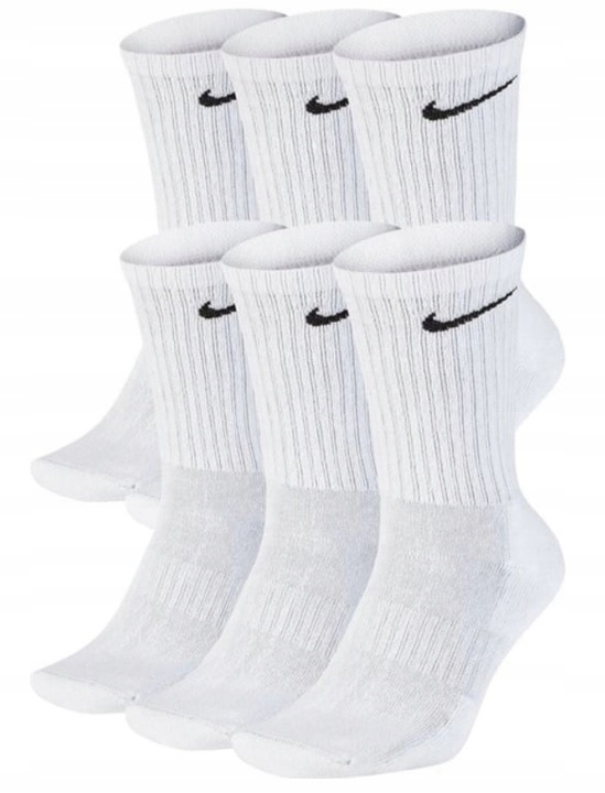 Skarpety Męskie Nike Cushioned 6Par r.42-46 Długie Białe Bawełniane