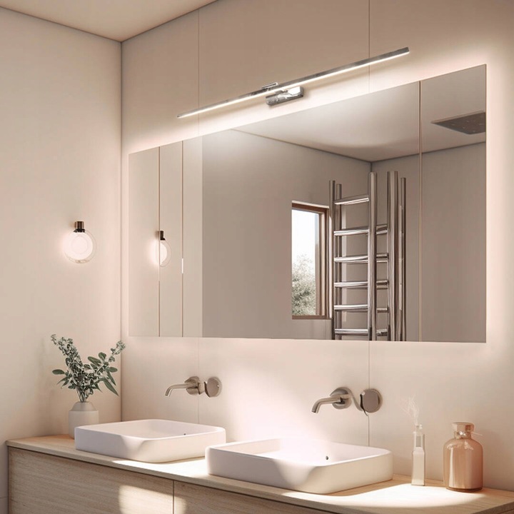 KINKIET LED ŁAZIENKOWY NAD LUSTRO LAMPA 22W 120cm CHROM LED IP44