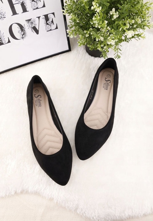 CZARNE BALERINKI DAMSKIE ZAMSZOWE BALERINY WSUWANE WKŁ. EKOSKÓRA